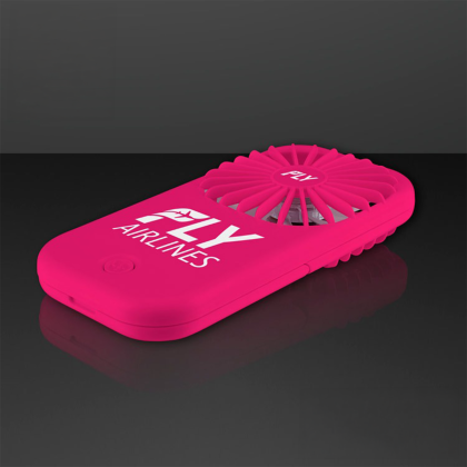 Custom Magenta Pink Fan with Kickstand, 2-Speed, Non-Light Up - Side View 
