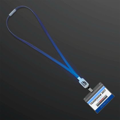 Custom Blue Supernova Light Lanyards, LED Badge Holders - In Use Custom Blue Supernova Light Lanyards, LED Badge Holders - In Use