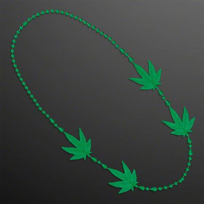 Custom 4-Charm Pot Leaf Necklace with Green Medallion (NON-Light Up) - Band View 