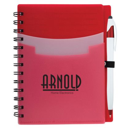 Custom Tri-Pocket Notebook & Pen - Red Custom Tri-Pocket Notebook & Pen - Red