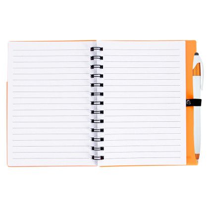 Custom Tri-Pocket Notebook & Pen - Orange Open View Custom Tri-Pocket Notebook & Pen - Orange Open View