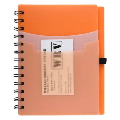 Custom Tri-Pocket Notebook & Pen - Orange Front View Custom Tri-Pocket Notebook & Pen - Orange Front View
