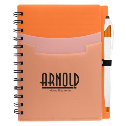 Custom Tri-Pocket Notebook & Pen - Orange Custom Tri-Pocket Notebook & Pen - Orange