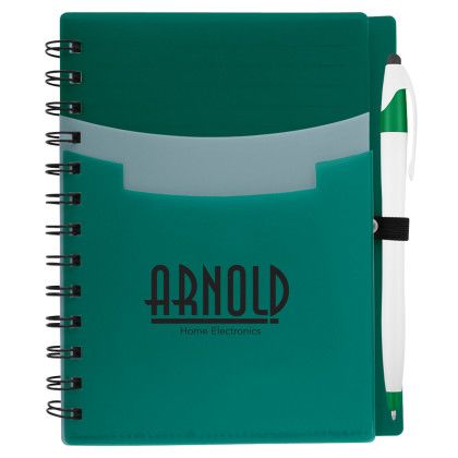 Custom Tri-Pocket Notebook & Pen - Green Custom Tri-Pocket Notebook & Pen - Green