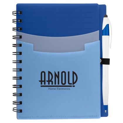 Custom Tri-Pocket Notebook & Pen - Blue Custom Tri-Pocket Notebook & Pen - Blue