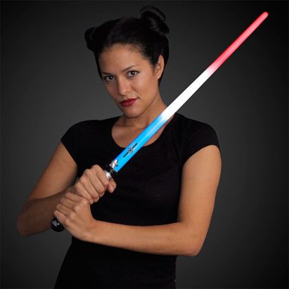 Custom American Sword Saber with Red White & Blue LEDs - In Use Custom American Sword Saber with Red White & Blue LEDs - In Use