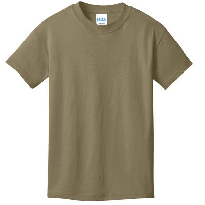 Custom Port & Company Youth Core Cotton Tee - Coyote Brown Custom Port & Company Youth Core Cotton Tee - Coyote Brown
