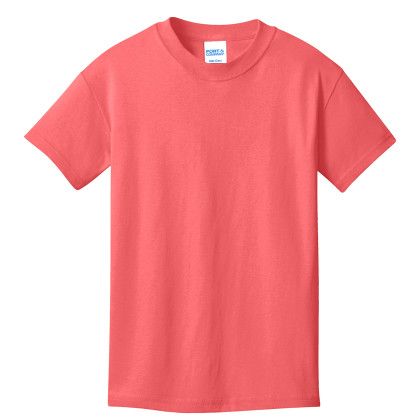 Custom Port & Company Youth Core Cotton Tee - Coral Custom Port & Company Youth Core Cotton Tee - Coral