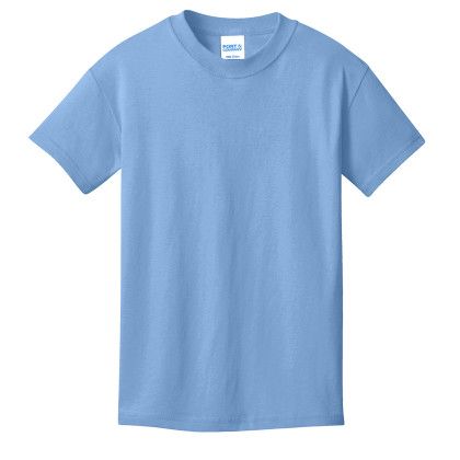 Custom Port & Company Youth Core Cotton Tee - Carolina Blue Custom Port & Company Youth Core Cotton Tee - Carolina Blue