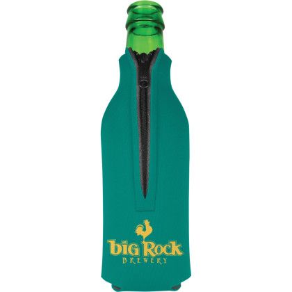 Custom American Made Zipper Bottle Cooler - Turquoise