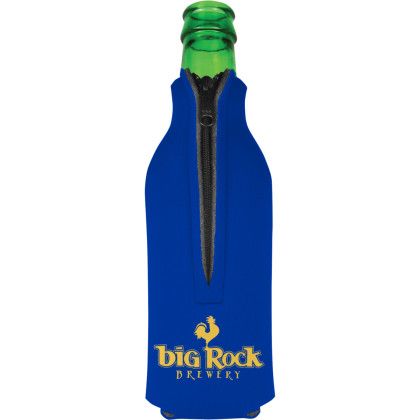 Custom American Made Zipper Bottle Cooler - Royal