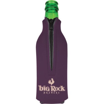 Custom American Made Zipper Bottle Cooler - Burgundy