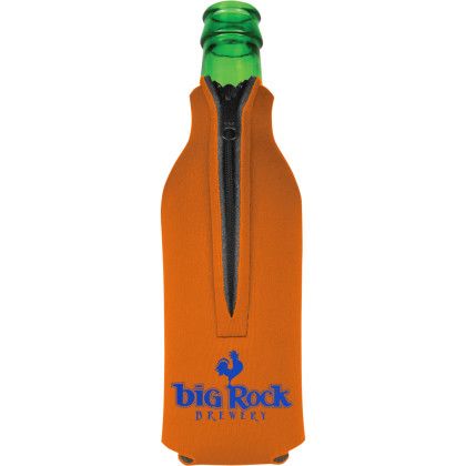 Custom American Made Zipper Bottle Cooler - Texas orange