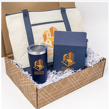 Custom New Hire Cotton Tote Set - Blue Lifestyle View 