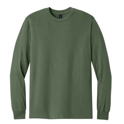 Custom Gildan - Heavy Cotton 100% Cotton Long Sleeve T-Shirt - Military green Front View Custom Gildan - Heavy Cotton 100% Cotton Long Sleeve T-Shirt - Military green Front View