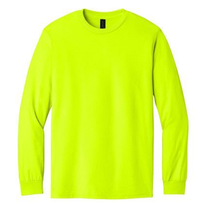 Custom Gildan - Heavy Cotton 100% Cotton Long Sleeve T-Shirt - Safety green Front View Custom Gildan - Heavy Cotton 100% Cotton Long Sleeve T-Shirt - Safety green Front View