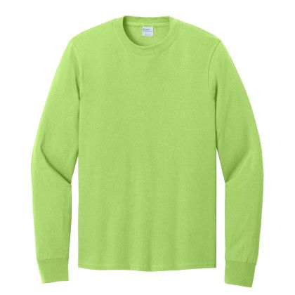 Custom Port & Company Long Sleeve Color Cotton T-Shirt - Lime Custom Port & Company Long Sleeve Color Cotton T-Shirt - Lime