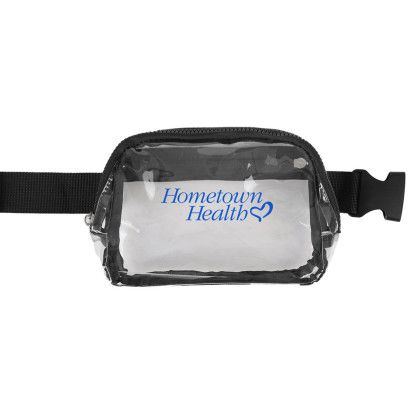 Custom Clear Over-The-Shoulder Bag - Black Front View Custom Clear Over-The-Shoulder Bag - Black Front View