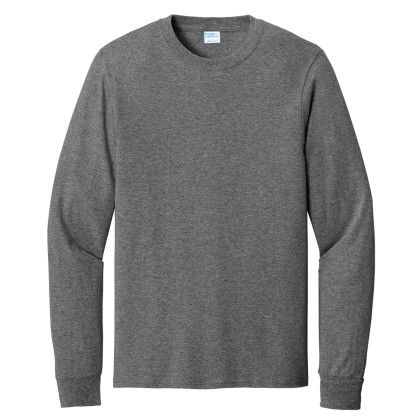 Custom Port & Company Long Sleeve Color Cotton T-Shirt - Graphite Heather Custom Port & Company Long Sleeve Color Cotton T-Shirt - Graphite Heather