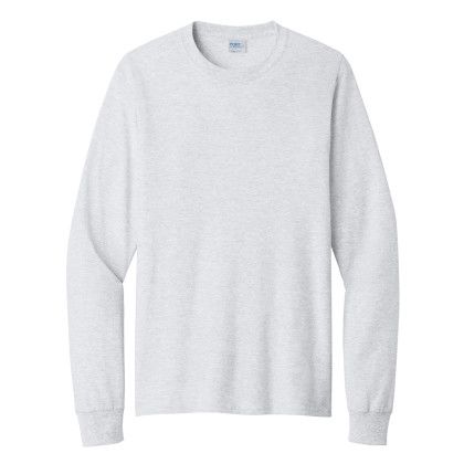 Custom Port & Company Long Sleeve Color Cotton T-Shirt - Ash Custom Port & Company Long Sleeve Color Cotton T-Shirt - Ash