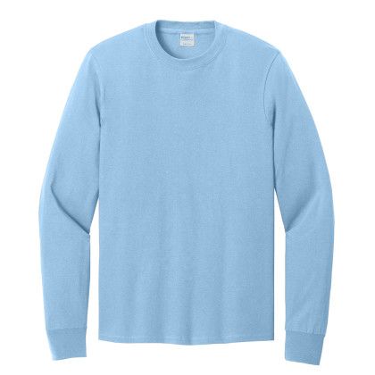 Custom Port & Company Long Sleeve Color Cotton T-Shirt - Light blue Custom Port & Company Long Sleeve Color Cotton T-Shirt - Light blue