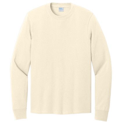 Custom Port & Company Long Sleeve Color Cotton T-Shirt - Natural Custom Port & Company Long Sleeve Color Cotton T-Shirt - Natural