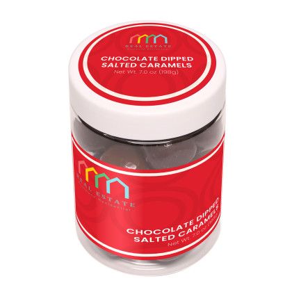 Custom Chocolate Dipped Salted Caramels: Large Jar