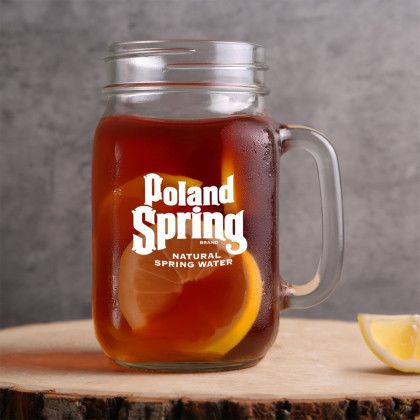 Custom 16 oz. Maplewood Libbey Mason Jar with Handle - Clear Custom 16 oz. Maplewood Libbey Mason Jar with Handle - Clear