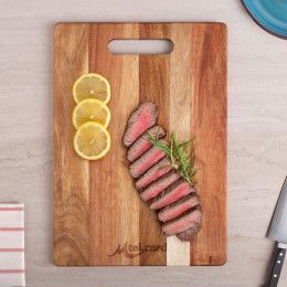 Custom Acacia Cutting Board with Handle - Natural Custom Acacia Cutting Board with Handle - Natural