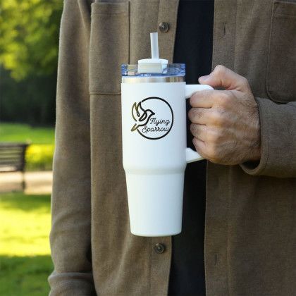Custom Frosty 30 oz Tumbler - White Lifestyle View Custom Frosty 30 oz Tumbler - White Lifestyle View