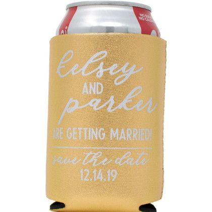 Custom Metallic Neoprene Can Cooler - Metallic light gold