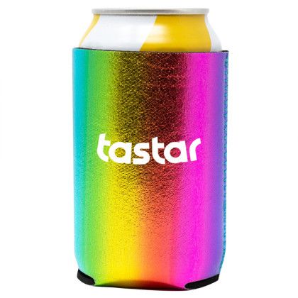 Custom Metallic Neoprene Can Cooler - Metallic pastel rainbow