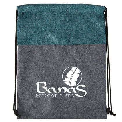 Custom Heathered N' Jute Drawstring Backpack - Teal Custom Heathered N' Jute Drawstring Backpack - Teal