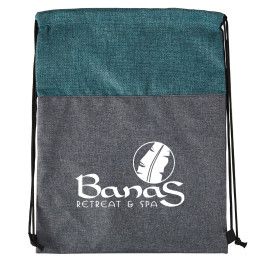Custom Heathered N' Jute Drawstring Backpack - Teal Custom Heathered N' Jute Drawstring Backpack - Teal