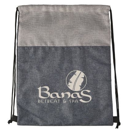 Custom Heathered N' Jute Drawstring Backpack - Natural Custom Heathered N' Jute Drawstring Backpack - Natural