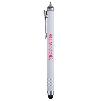 Custom Genoa Gravity Recycled Aluminum Stylus Pen - Metallic White