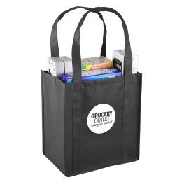 Custom rPET Non-Woven Grocery Tote - Black