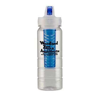 Custom 25 oz. PolySure Ridge Bottle w/Fruit Infuser - Translucent Blue