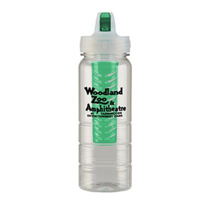 Custom 25 oz. PolySure Ridge Bottle w/Fruit Infuser - Translucent Green
