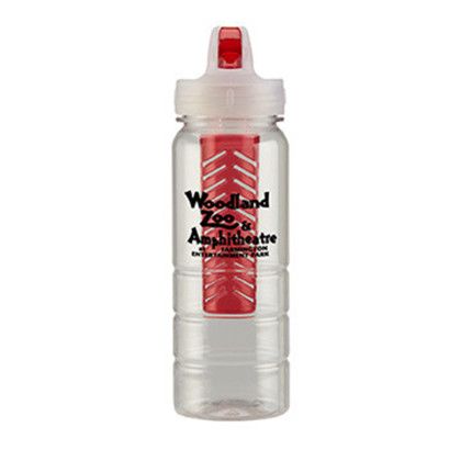 Custom 25 oz. PolySure Ridge Bottle w/Fruit Infuser - Translucent Red