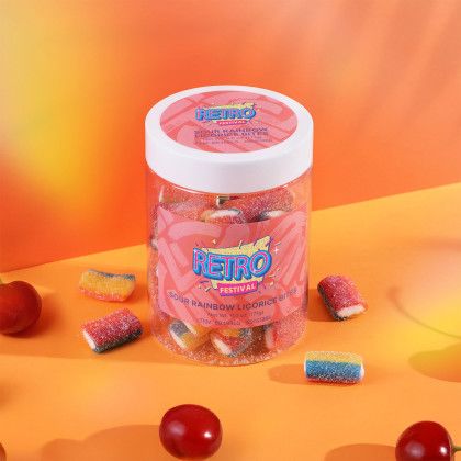 Custom Sour Rainbow Licorice Bites Large Jar Custom Sour Rainbow Licorice Bites Large Jar