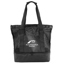 Custom rPET Mesh Beach Cooler Tote - Black Custom rPET Mesh Beach Cooler Tote - Black