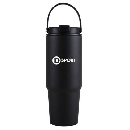 27 oz. Siam Powder Coated Recycled Stainless Steel Tumbler with Carrying Handle - Black 27 oz. Siam Powder Coated Recycled Stainless Steel Tumbler with Carrying Handle - Black