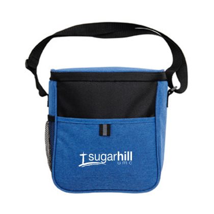 Custom Heathered Cooler Tote - Blue Custom Heathered Cooler Tote - Blue