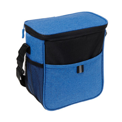 Custom Heathered Cooler Tote - Blue Side view Custom Heathered Cooler Tote - Blue Side view