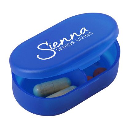 Custom Dual Compartment Pill Box - Translucent blue Custom Dual Compartment Pill Box - Translucent blue
