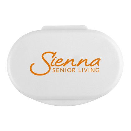 Custom Dual Compartment Pill Box - White Custom Dual Compartment Pill Box - White