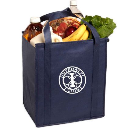 Custom Insulated Large Non-Woven Grocery Tote - Navy Custom Insulated Large Non-Woven Grocery Tote - Navy