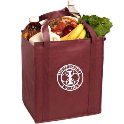 Custom Insulated Large Non-Woven Grocery Tote - Burgundy Custom Insulated Large Non-Woven Grocery Tote - Burgundy