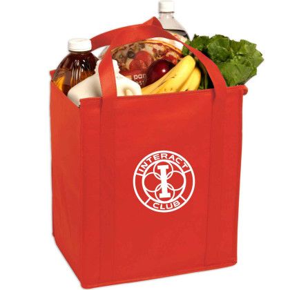 Custom Insulated Large Non-Woven Grocery Tote - Red Custom Insulated Large Non-Woven Grocery Tote - Red